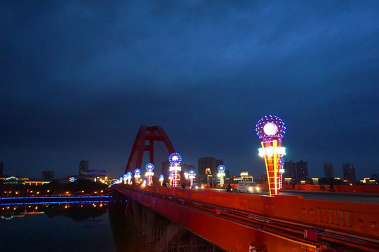 德阳彩虹桥 德阳城市夜景