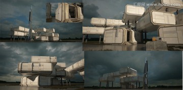 科幻野外伐木基地場景3D模型