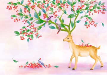手繪梅花鹿