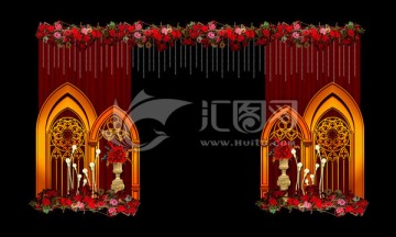 紅金色婚禮展示區(qū)