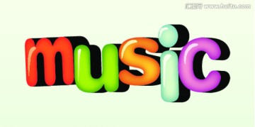 music立體字