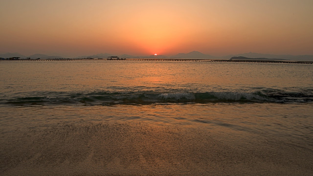 大海滩涂日落沙滩潮水jpg高清