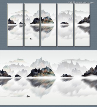 新中式抽象山水裝飾畫