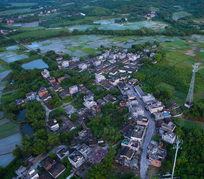 俯视 乡村 山村 民居