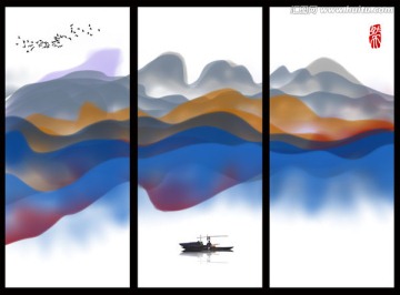 抽象畫 抽象條屏