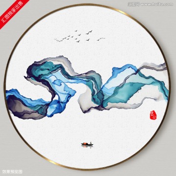 水墨意境裝飾畫 抽象茶道水墨