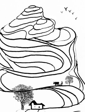 山村鄉(xiāng)村 梯田 合層