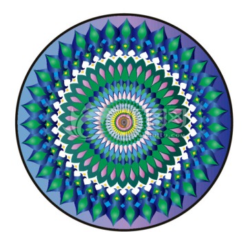 教堂玻璃圖案 圓毯 塊毯 刺繡