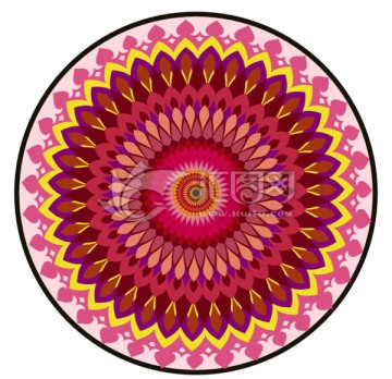 教堂玻璃圖案 圓毯 塊毯 刺繡