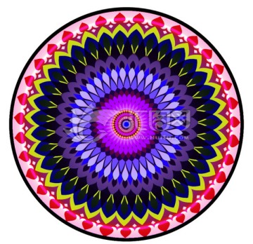 教堂玻璃圖案 圓毯 塊毯 刺繡