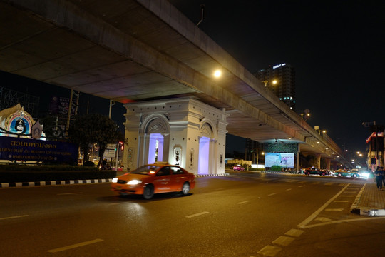 曼谷 夜景 街道 城市 社区