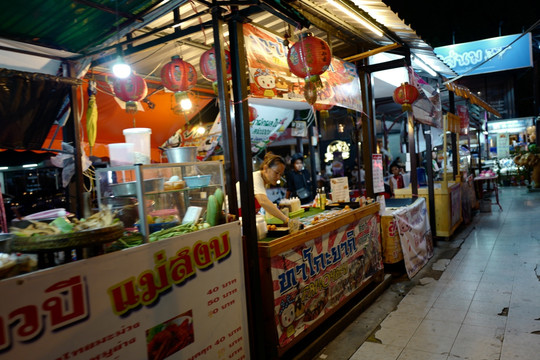 曼谷 夜景 街道 城市 社区
