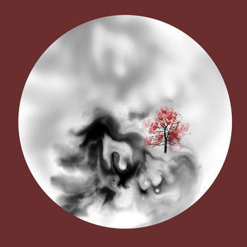 水墨山水裝飾 合層