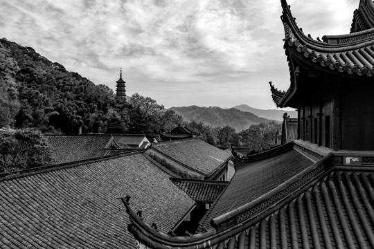 寺院建筑江南寺庙 灰瓦寺庙