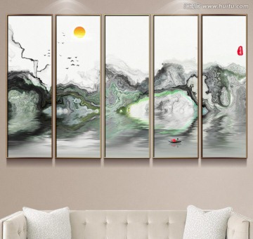 新中式水墨山水畫 水墨畫
