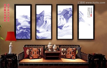 水墨画 创意山水画 平面图