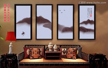 水墨画 创意山水画 平面图