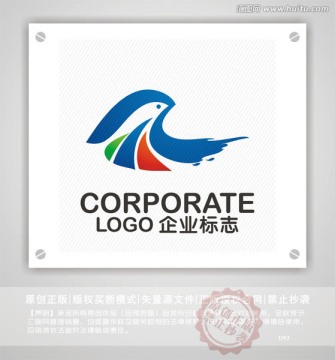 r字母logo 鸟LOGO设计