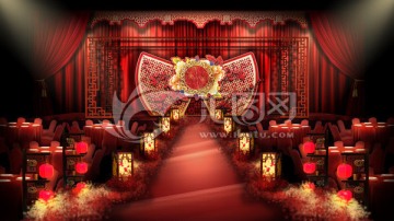 紅色中式舞臺(tái)效果圖