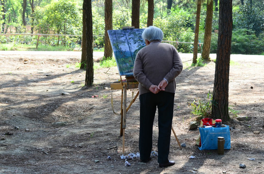 在树林里作画