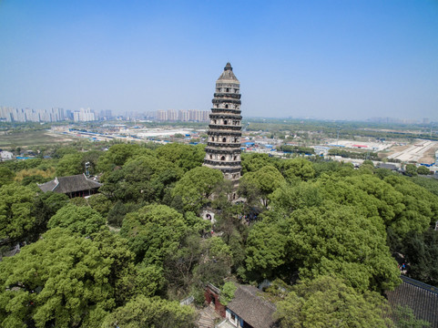 虎丘塔高清航拍全景