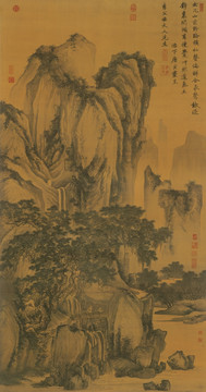 唐寅 山路松聲圖軸