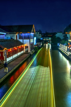 江南水乡古镇夜景