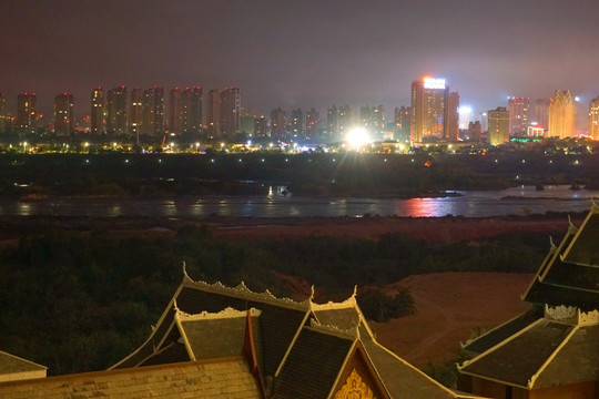 景洪城市及湄公河夜景