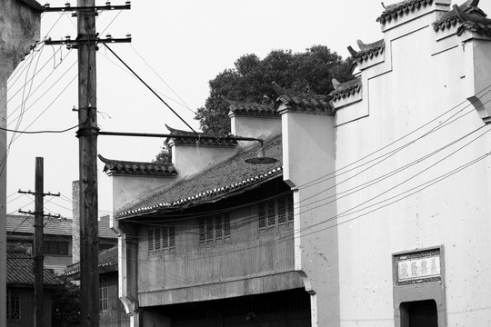 黑白照片 老上海街景