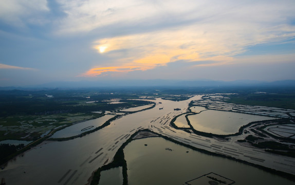 河流 丹江 日落