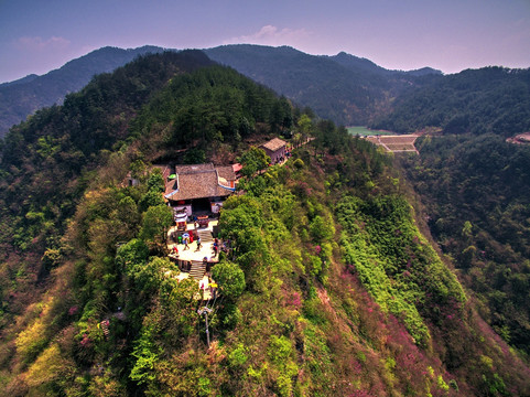 浙江兰溪转轮岩胡公殿航拍