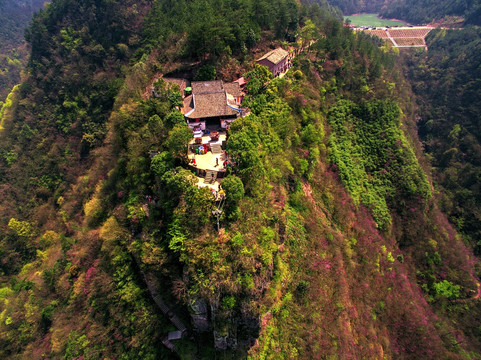 浙江兰溪转轮岩胡公殿航拍