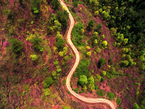 浙江兰溪转轮岩盘山公路航拍