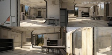 未來風格科幻房間建筑3D模型