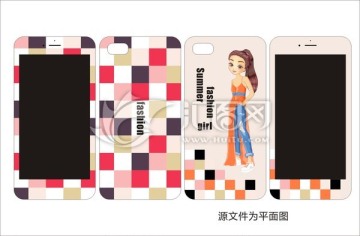 夏季美女手機殼平面圖