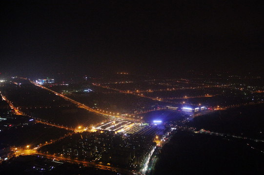 俯瞰西安城市夜景