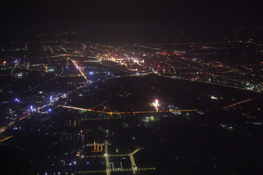 俯瞰西安城市夜景