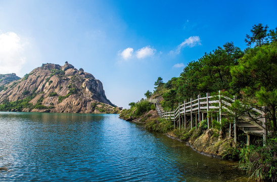 木栈道 山景 山水 大罗山