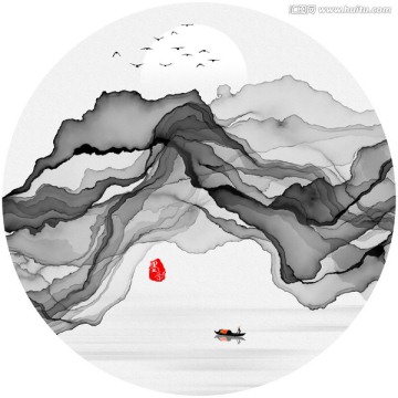 水墨畫(huà) 抽象意境水墨裝飾畫(huà)