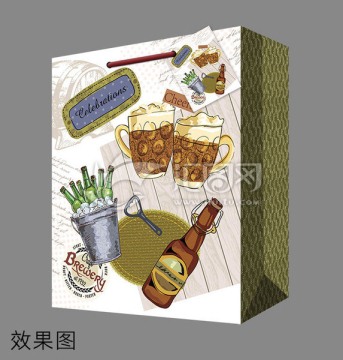 手提袋 男性 啤酒 效果圖