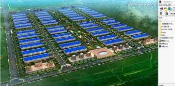 工業(yè)工廠廠房鳥瞰圖模型