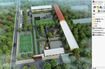 小學(xué)鳥瞰效果圖3d設(shè)計源文件