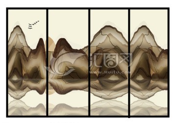 手绘装饰画 现代装饰画 禅意山