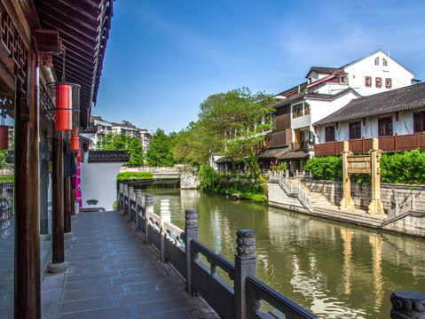 江南古镇水乡秦淮河桃叶渡风景