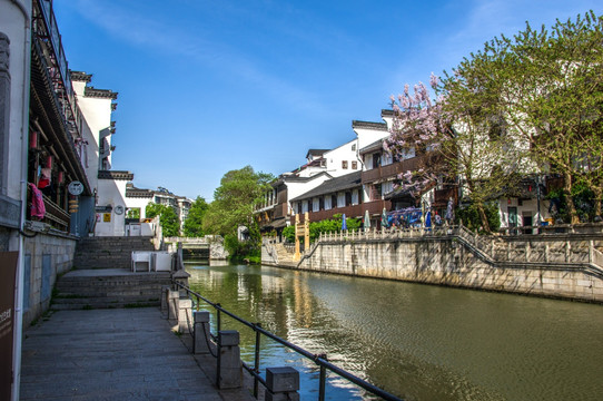 江南古镇水乡秦淮河桃叶渡风景