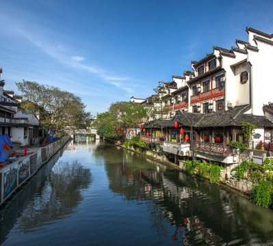 江南水乡古镇南京秦淮河风景