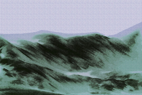 水墨遠(yuǎn)山裝飾油畫
