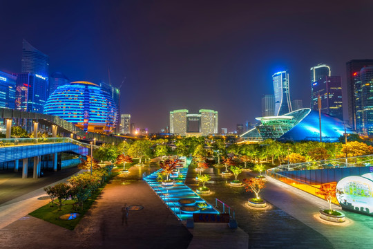 杭州钱江新城CBD夜景 大画幅