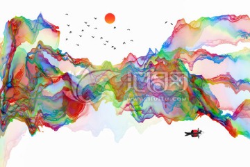 創(chuàng)意水墨山水裝飾畫