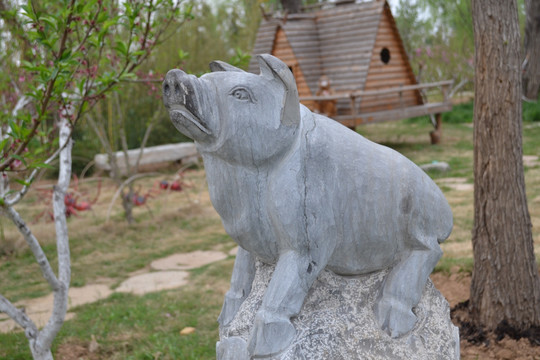 石猪  十二生肖石雕 雕塑